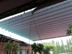 Mái che mái xếp gợn sóng, mái bạt căng, mái căng, bạt dây căng, Znet, Ferarri, Sunbrella, Docril, Sunless