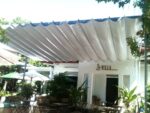 Mái che mái xếp gợn sóng, mái bạt căng, mái căng, bạt dây căng, Znet, Ferarri, Sunbrella, Docril, Sunless
