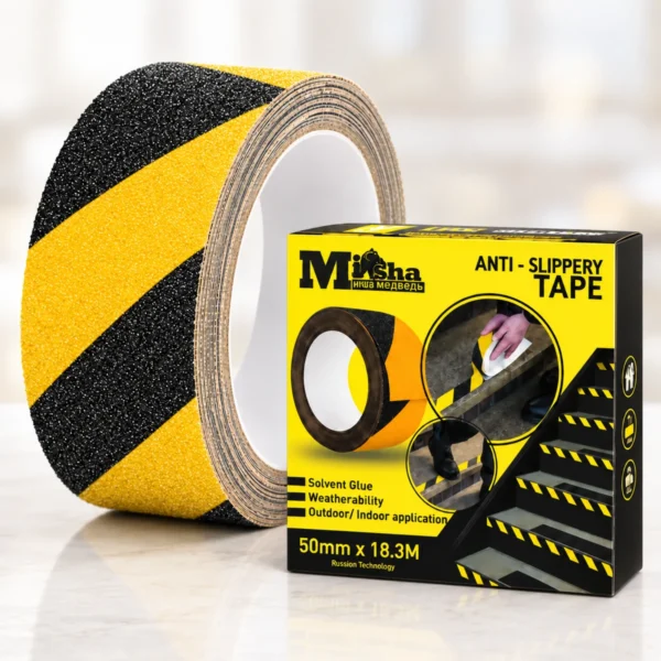 Băng Keo Chống Trượt Misha Màu Sọc Vàng Đen 50mm x 18.3m