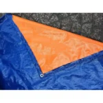 Cận cảnh góc khoen bạt cam xanh, 2 mặt màu xanh dương và cam