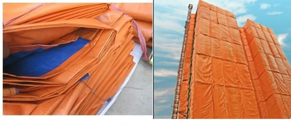 Bạt cam xanh phủ giàn giáo công trình xây dựng thực tế
