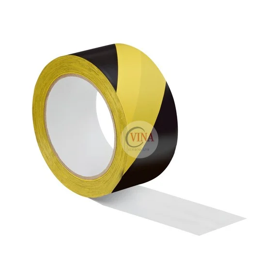 Cuộn băng keo dán nền sọc vàng đen VINA khổ phổ biến 48-50mm