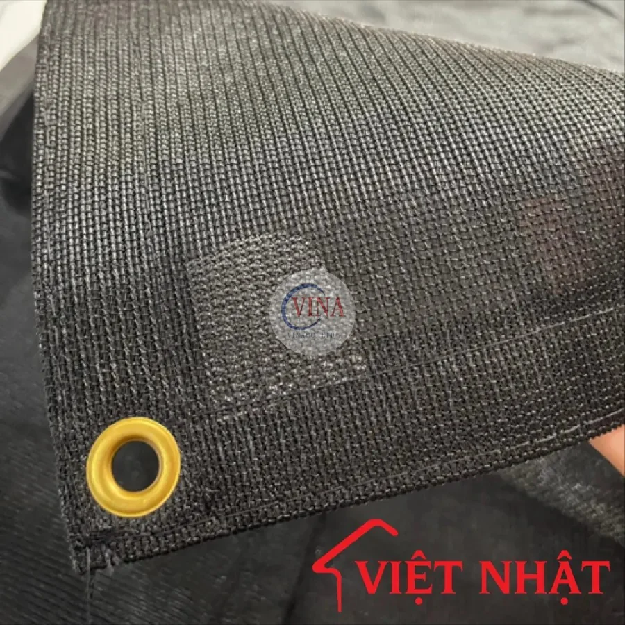Lưới che nắng màu đen đóng khoen sẵn, gia công tại VINA